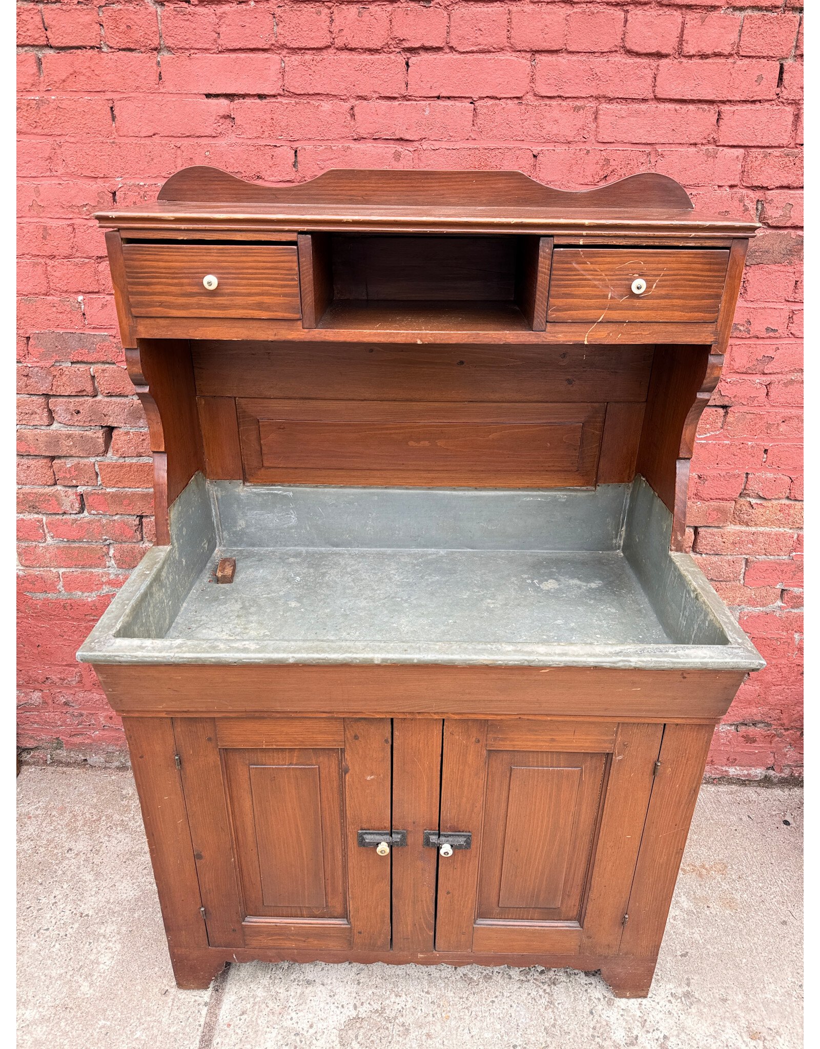 Primitive Dry Sink Cabinet With Upper Drawers