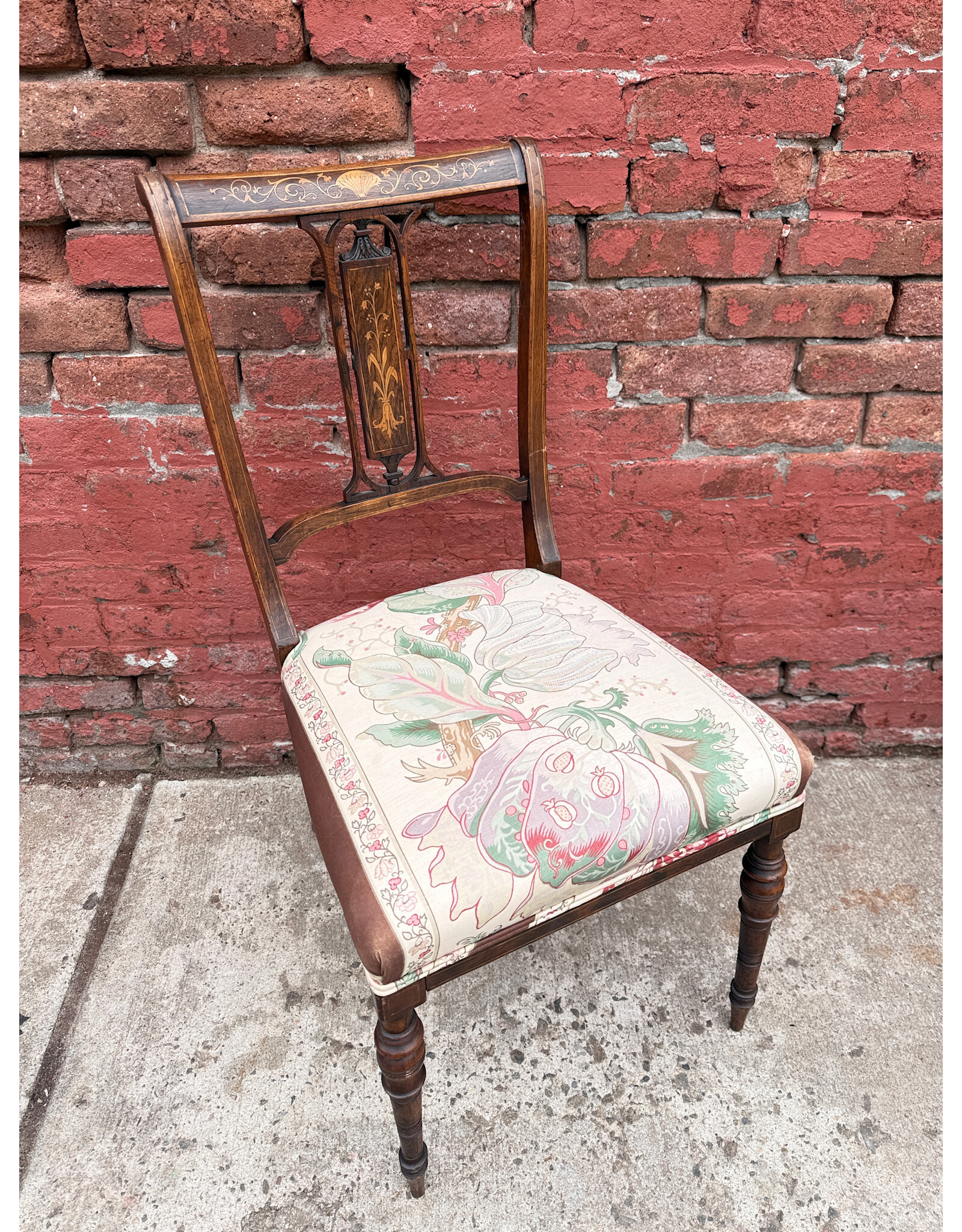 Mahogany Italian Wooden Inlay Parlor Chair