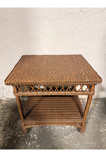 Light Brown Rectangular Wicker Side Table
