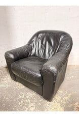 Black Faux Leather Rounded Armchair