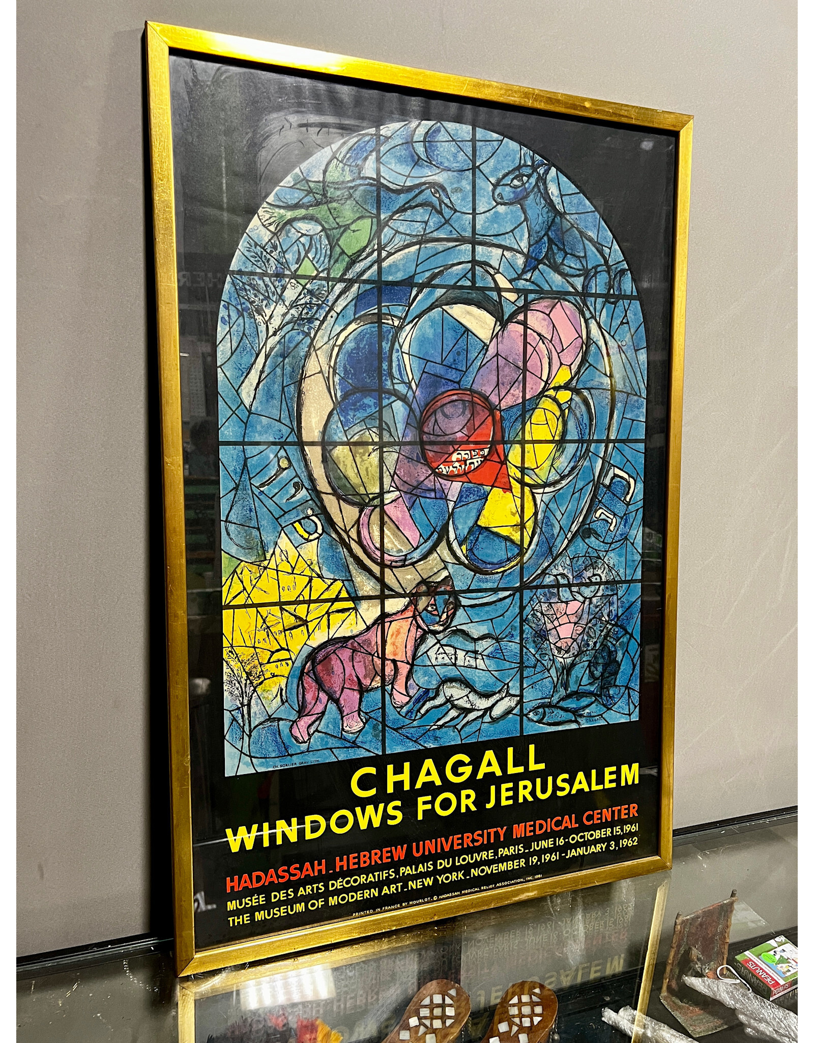 Chagall-Windows for Jerusalem, framed exhibition poster