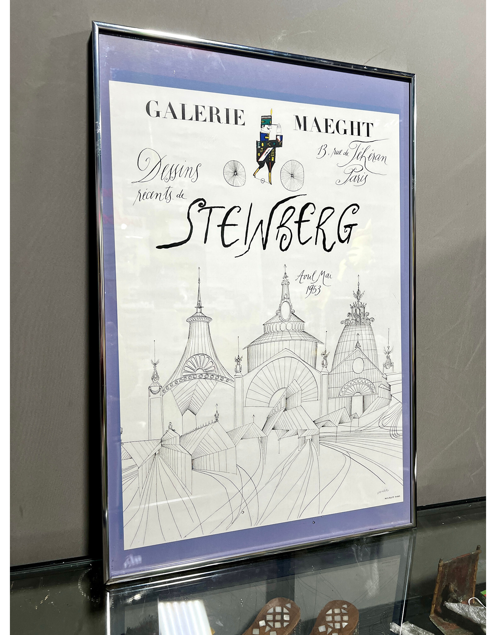 Galerie Maeght-Saul Steinberg, framed vintage lithographic poster