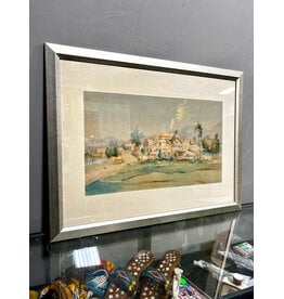 Landscape With Bridge, framed watercolor painting, sgnd l.r.