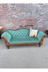 Victorian Style Green Velvet Sofa
