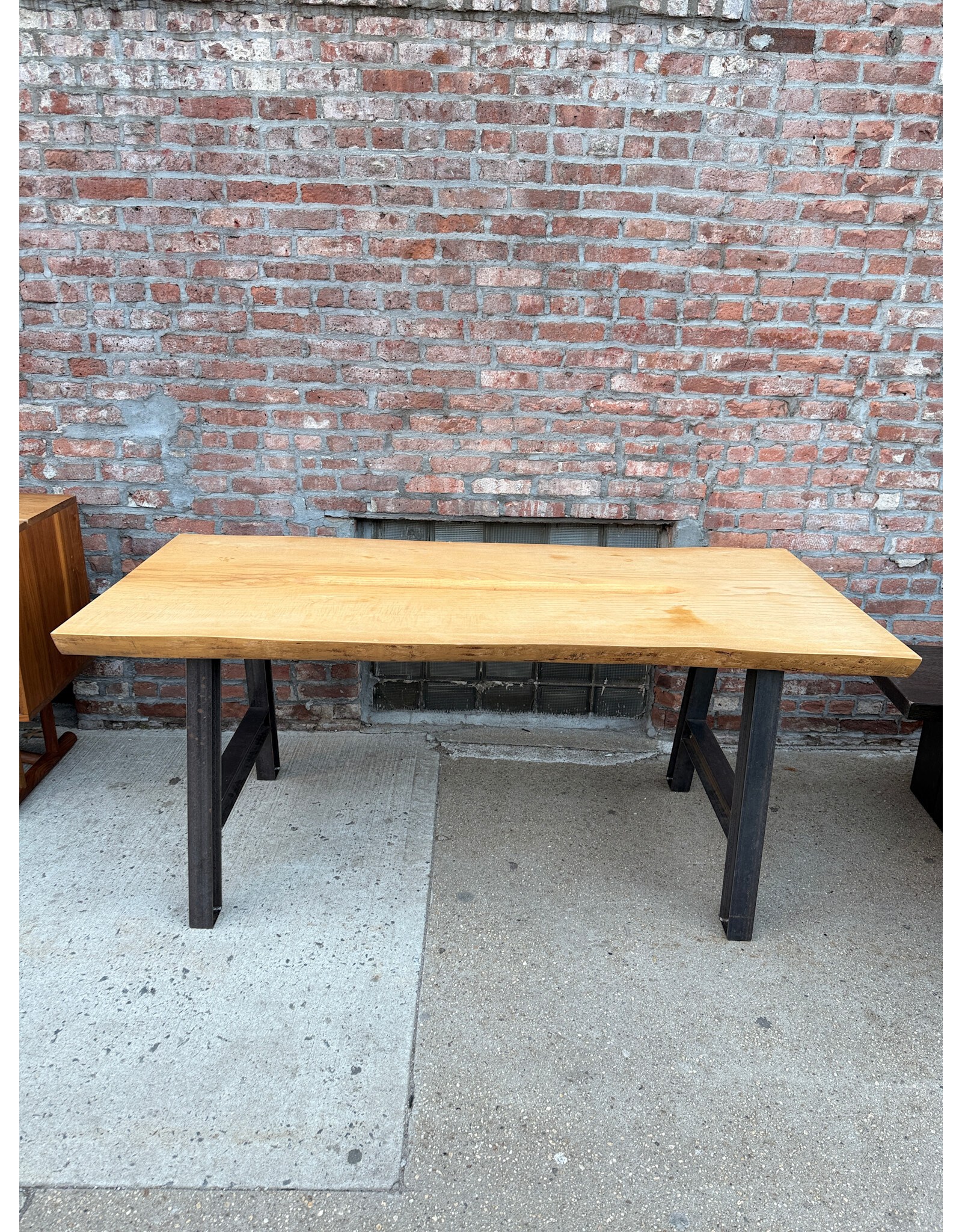 Industrial Natural Wood Top Dining Table