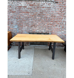 Industrial Natural Wood Top Dining Table
