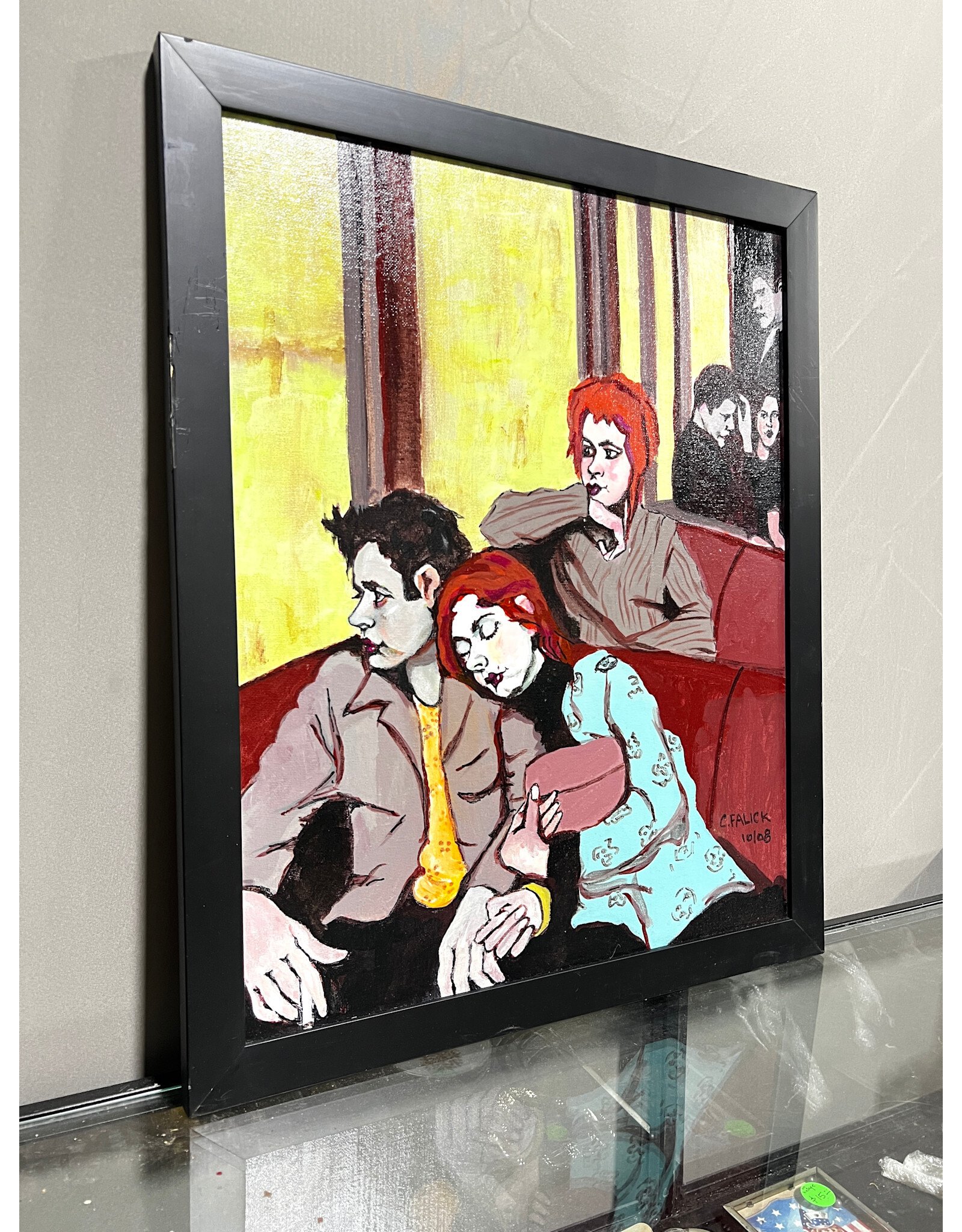 Train Home, framed oil on canvas, sgnd C. FALIK 10/08