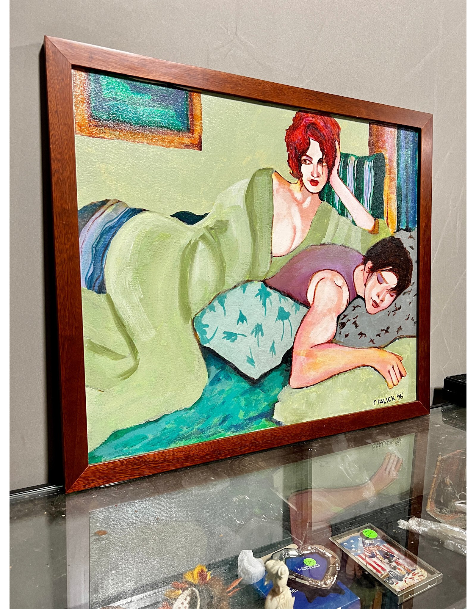 you and who?, framed oil on canvas, sgnd C FALIK '96