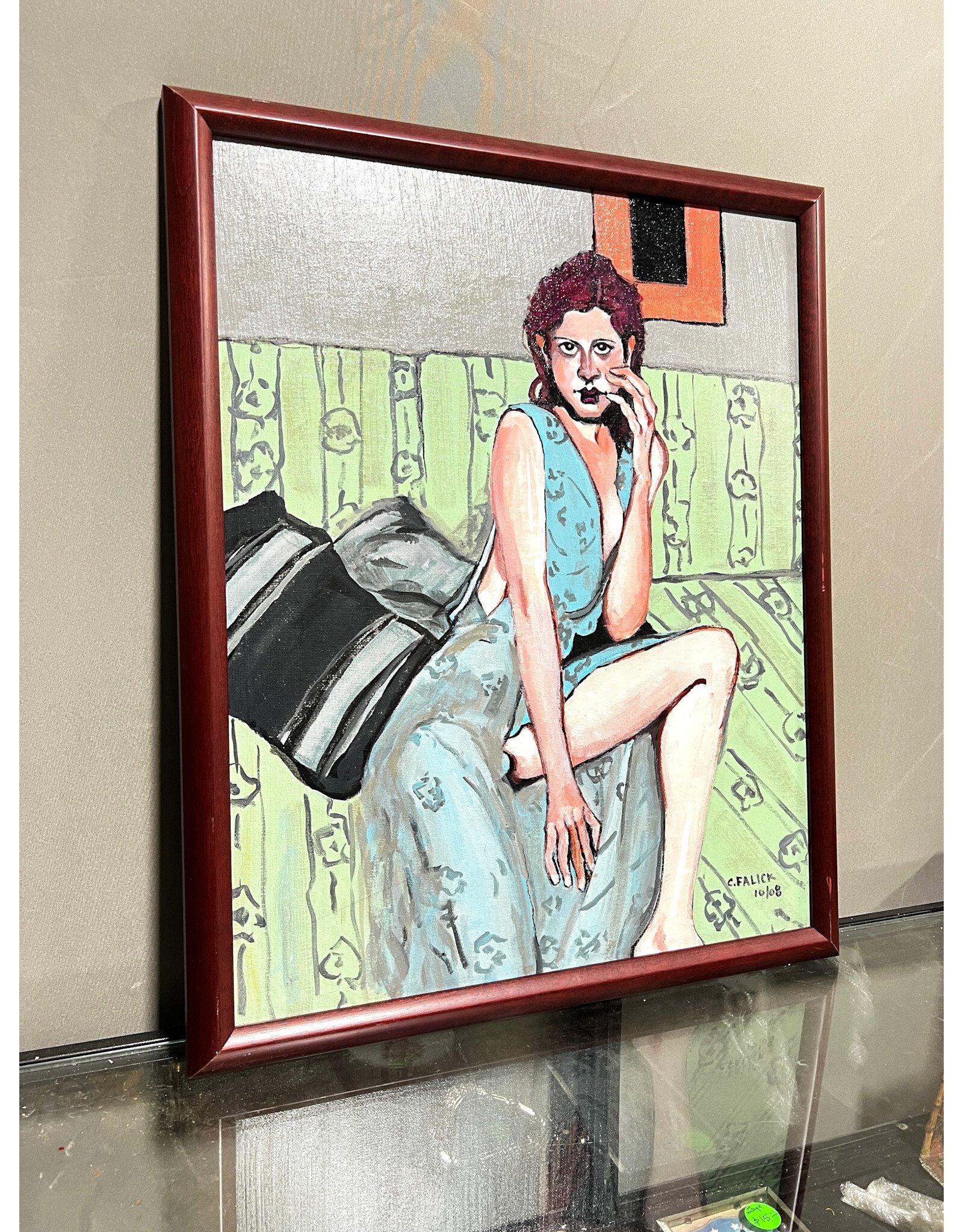 Blue MuuMuu. framed oil on canvas, sgnd C FALIK 10/08