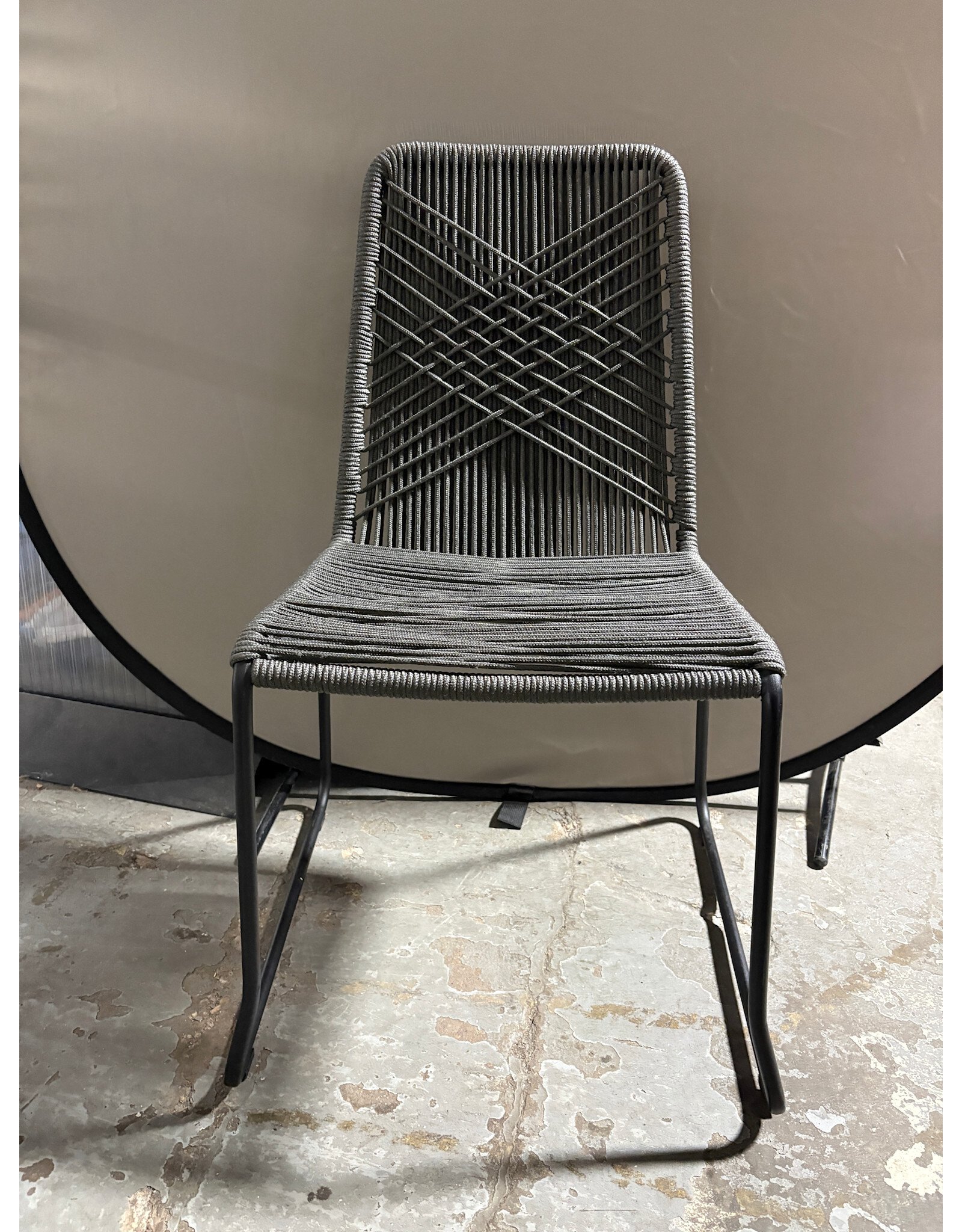 Charcoal Gray Nautical Rope Reeves Dining Chair