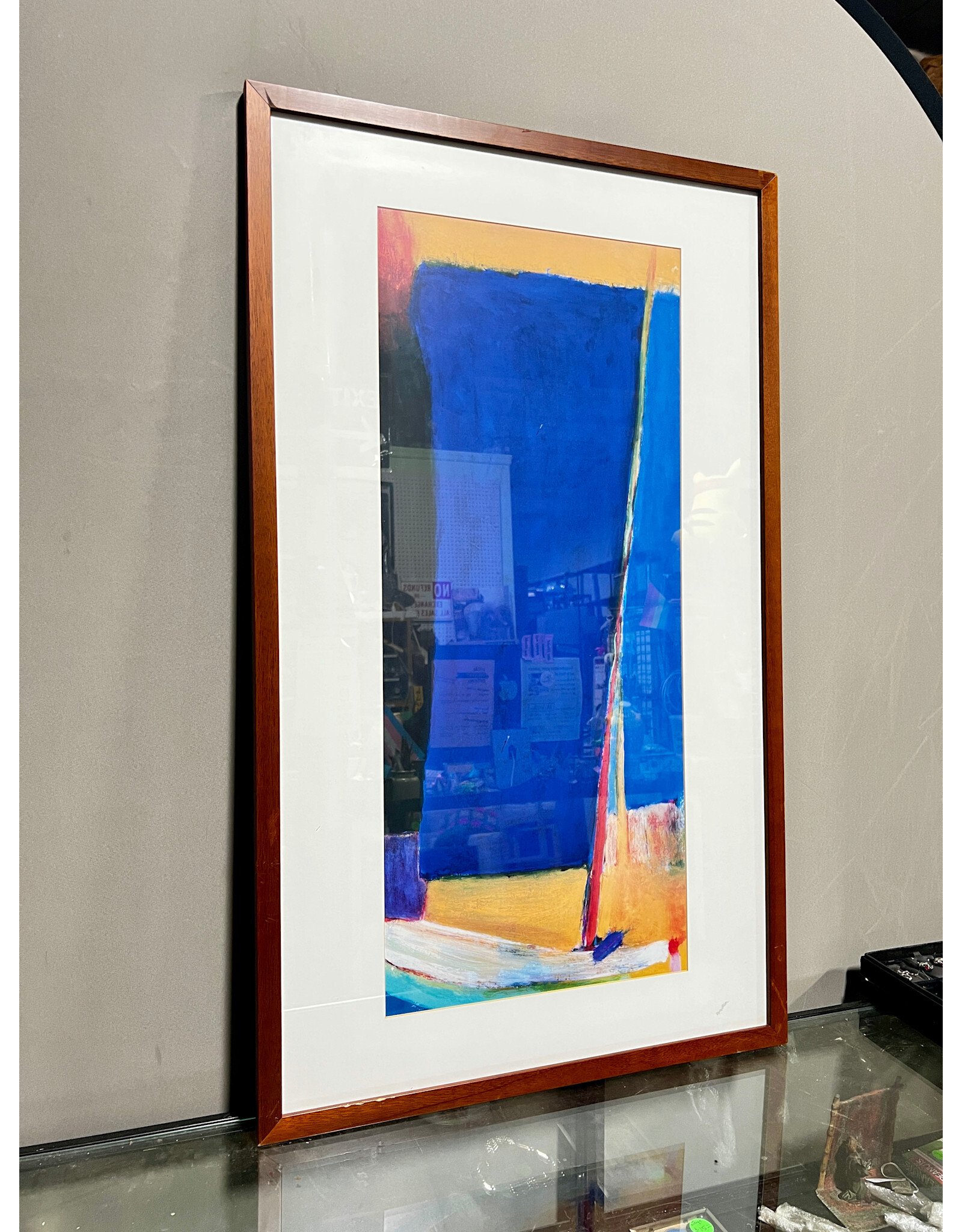 Framed Abstract Blue/Yellow Print