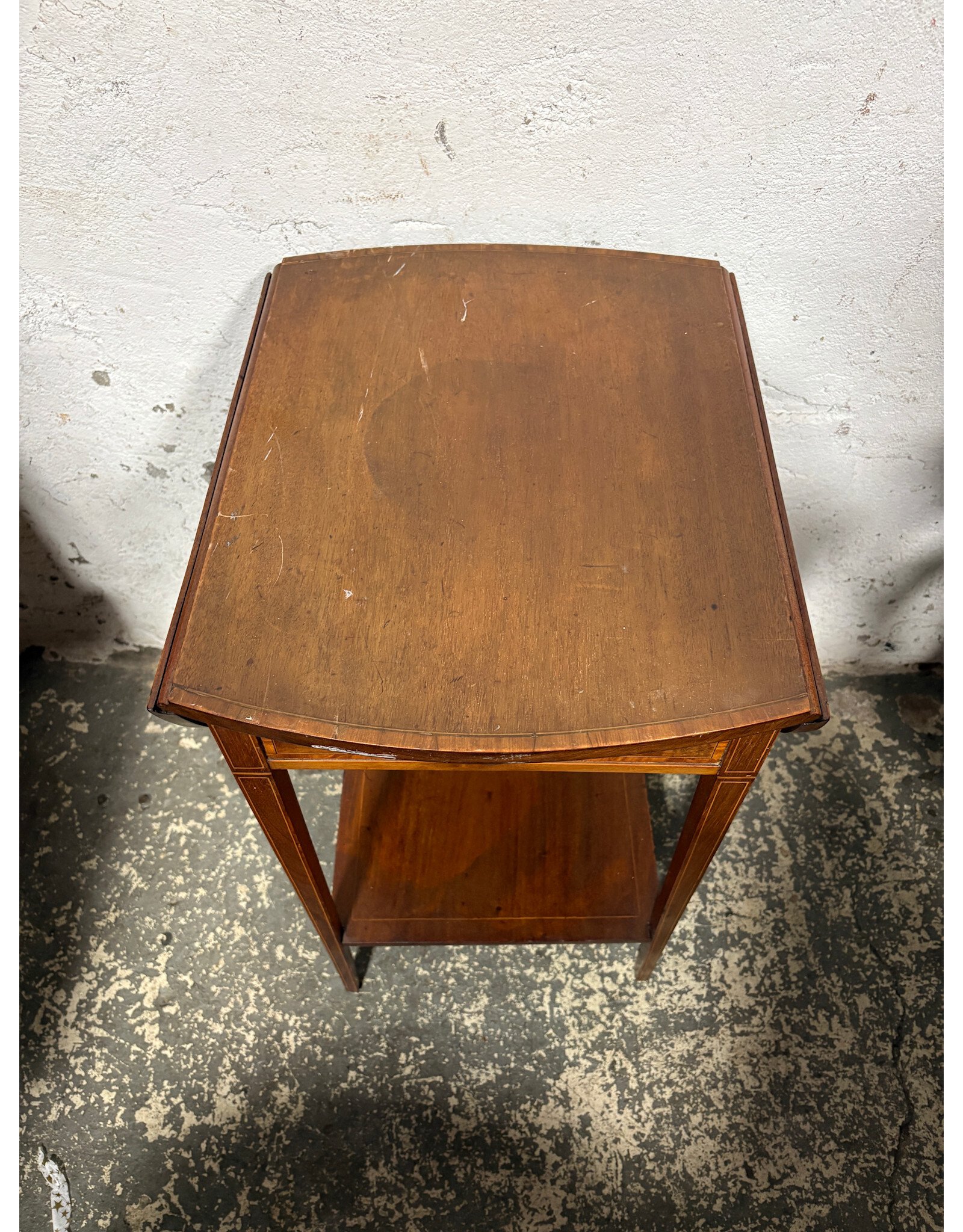 Antique Oval Drop Leaf Tea Table with Drawer