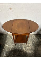 Antique Oval Drop Leaf Tea Table with Drawer