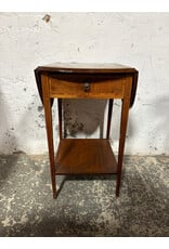 Antique Oval Drop Leaf Tea Table with Drawer