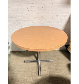 Wood Laminate Top Dining Table with Chrome-Plated Steel X-Base