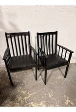 Black Wooden Slatted Back Dining Chair