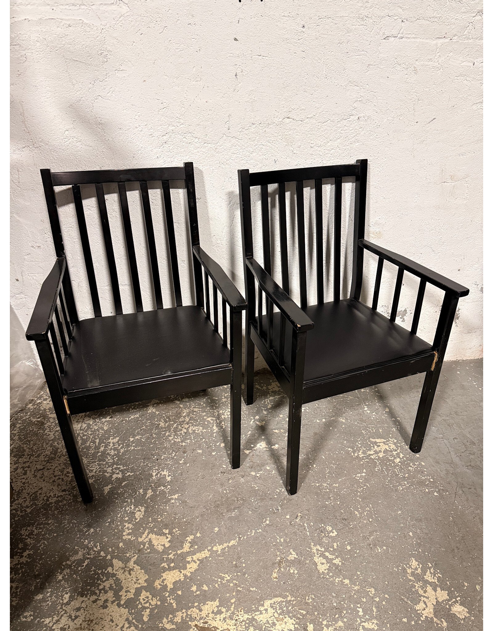 Black Wooden Slatted Back Dining Chair