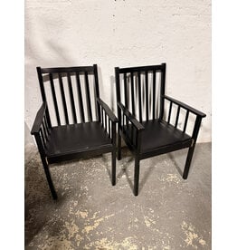 Black Wooden Slatted Back Dining Chair