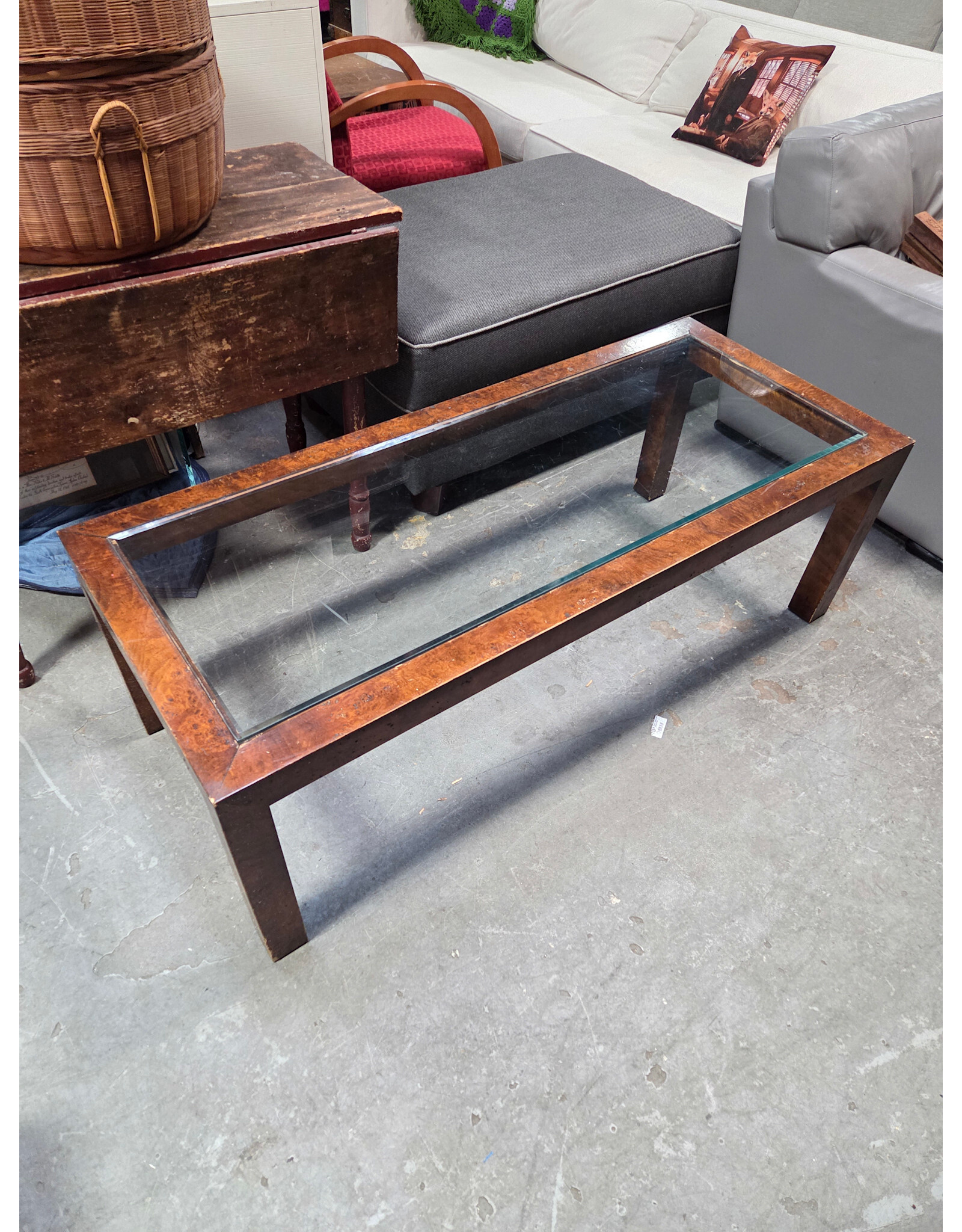 Glass Top Wooden Coffee Table