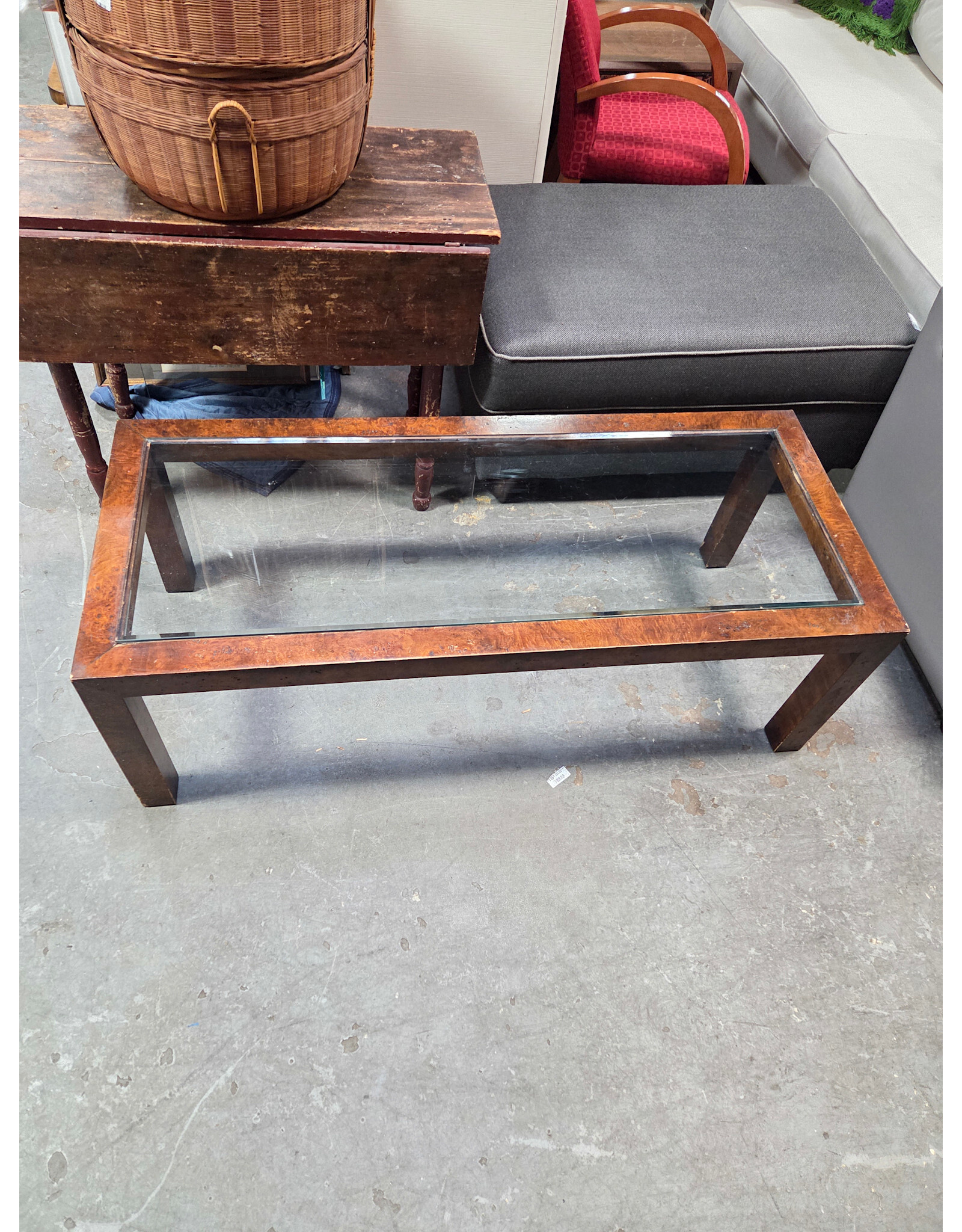 Glass Top Wooden Coffee Table