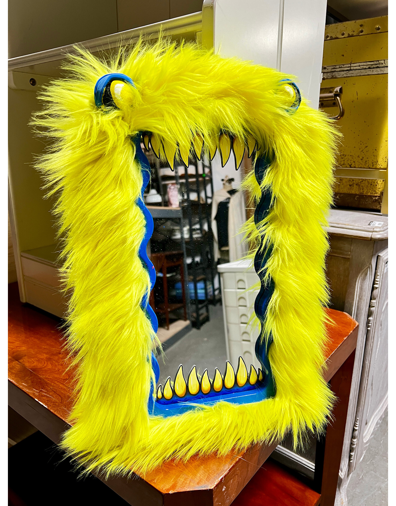 Yellow Monster Mirror by Haley Lane Art