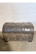 Vintage Meso American Bas Relief Carved Cedar Wood Trunk