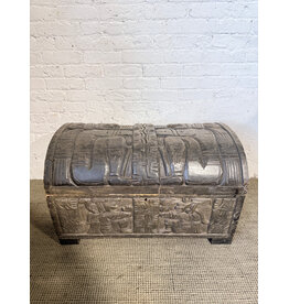Vintage Meso American Bas Relief Carved Cedar Wood Trunk