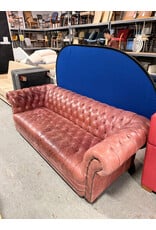 Chesterfield Tufted Leather Sofa in Oxblood Red