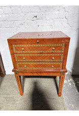 Vtg Italian Parquetry Inlaid Cigar Humidor Chest on Stand Side Table Hepplewhite