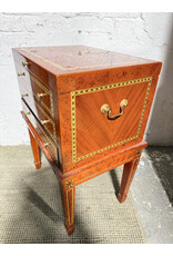 Vtg Italian Parquetry Inlaid Cigar Humidor Chest on Stand Side Table Hepplewhite