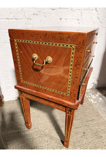Vtg Italian Parquetry Inlaid Cigar Humidor Chest on Stand Side Table Hepplewhite