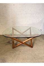 West Elm Mid-Century Modern Spindle Glass Top Coffee Table by West Elm(Geometric Style)