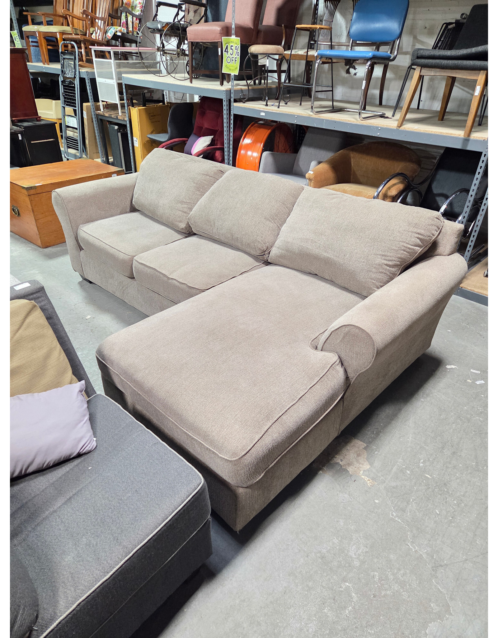 Ashley Furniture Gray 2-Piece Sectional Sofa with Ottoman