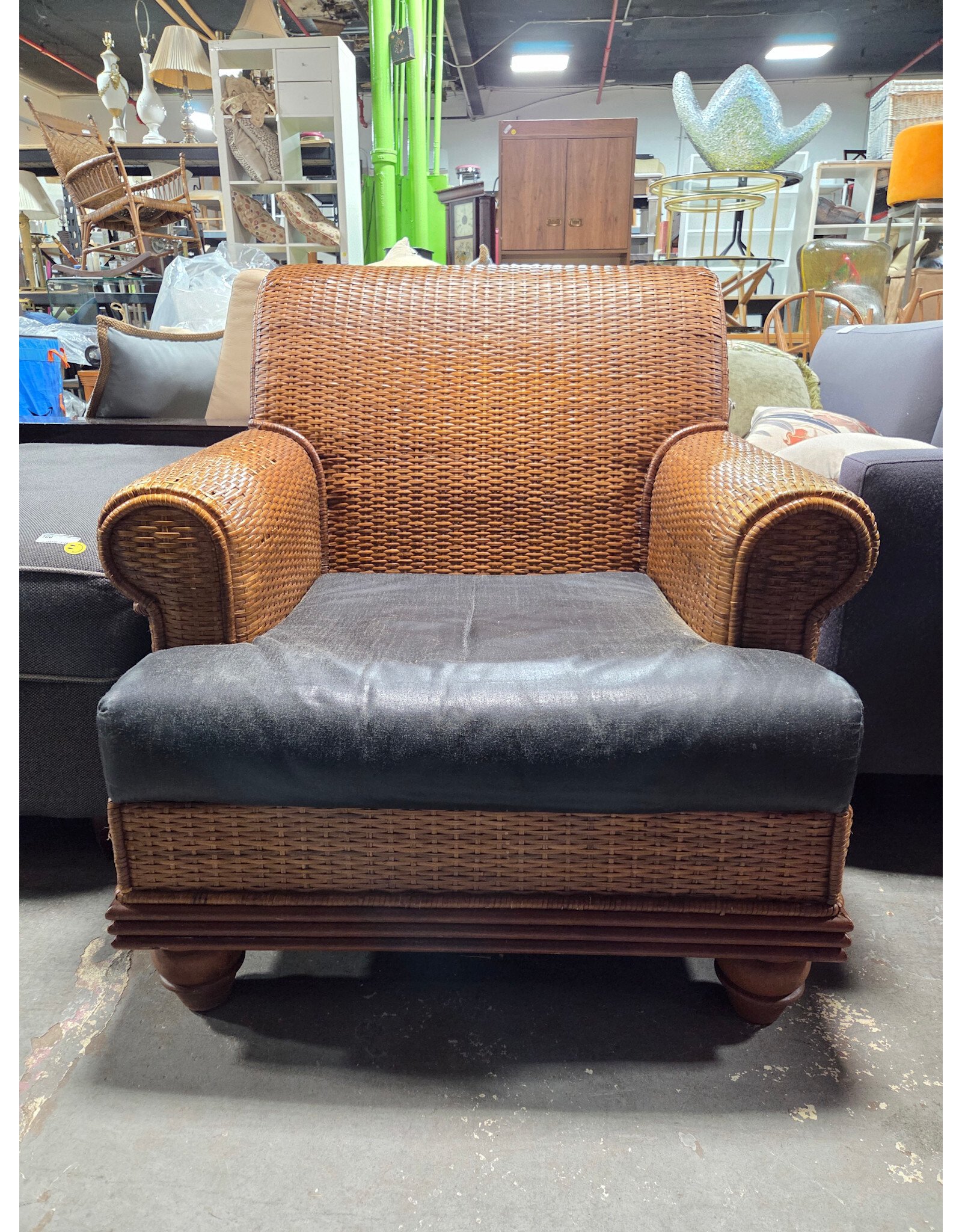 Woven with Leather Seat Armchair