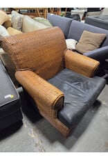 Woven with Leather Seat Armchair