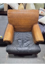 Woven with Leather Seat Armchair