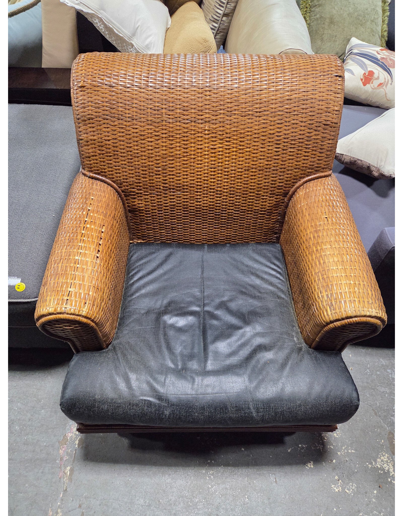 Woven with Leather Seat Armchair