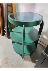 Green Circular 3-tier Blue Mirror Top Side Table
