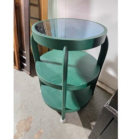 Green Circular 3-tier Blue Mirror Top Side Table