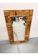 Vintage Coastal Style Tortoise Motif Bamboo Mirror