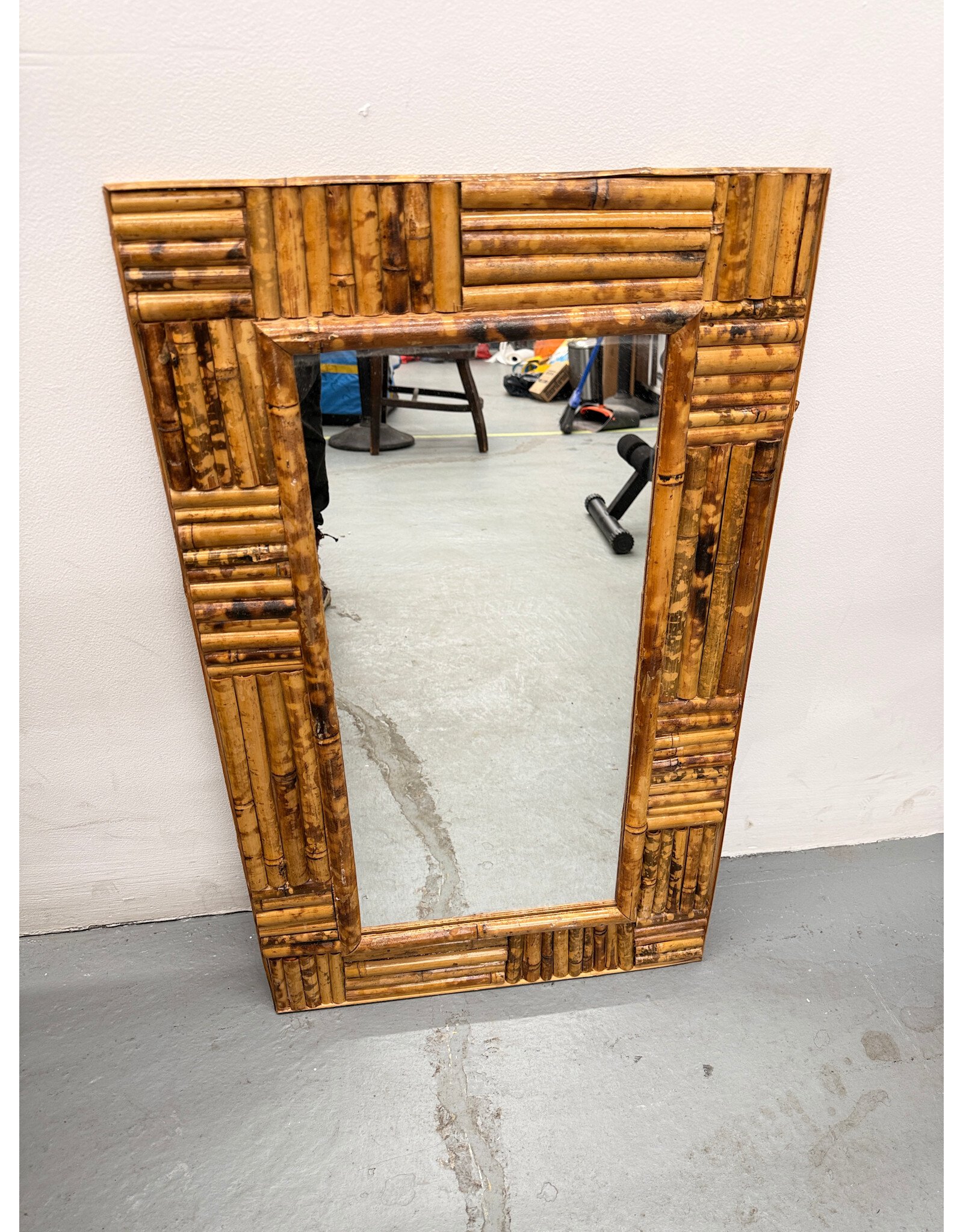 Vintage Coastal Style Tortoise Motif Bamboo Mirror