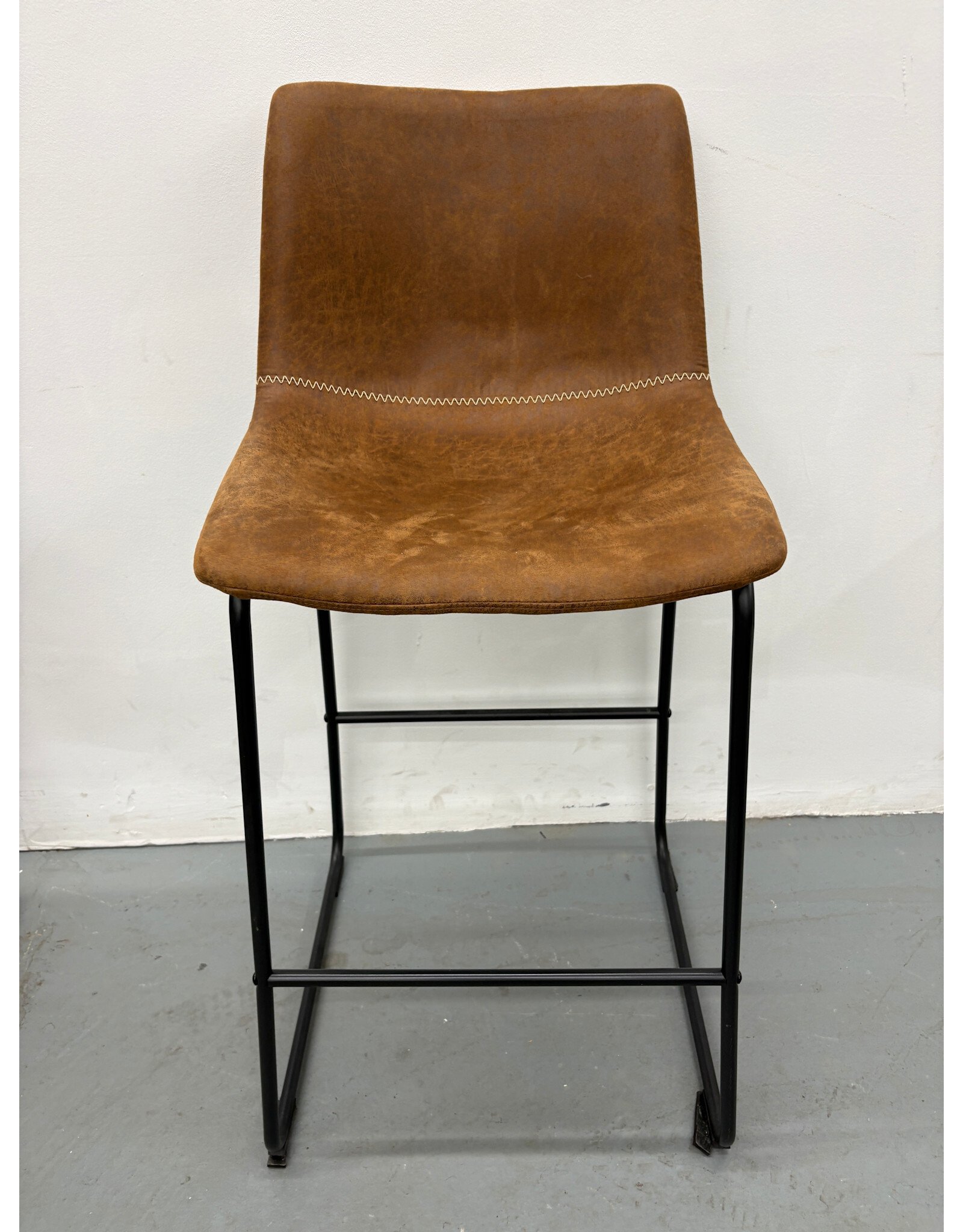 Counter Height Brown Faux Leather Stools