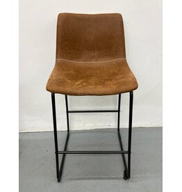 Counter Height Brown Faux Leather Stools