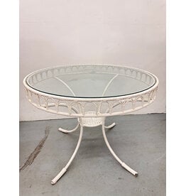 Vintage Style White Wicker Dining Table