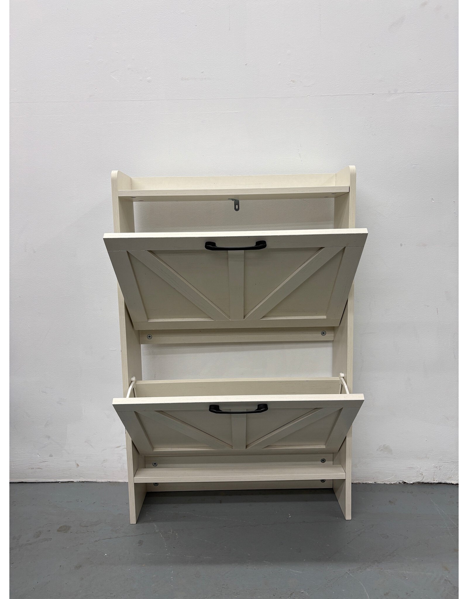 White Farmhouse Style Shoe Cabinet