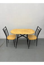 Wooden Table Black Metal Frame Dining Set