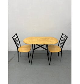 Wooden Table Black Metal Frame Dining Set