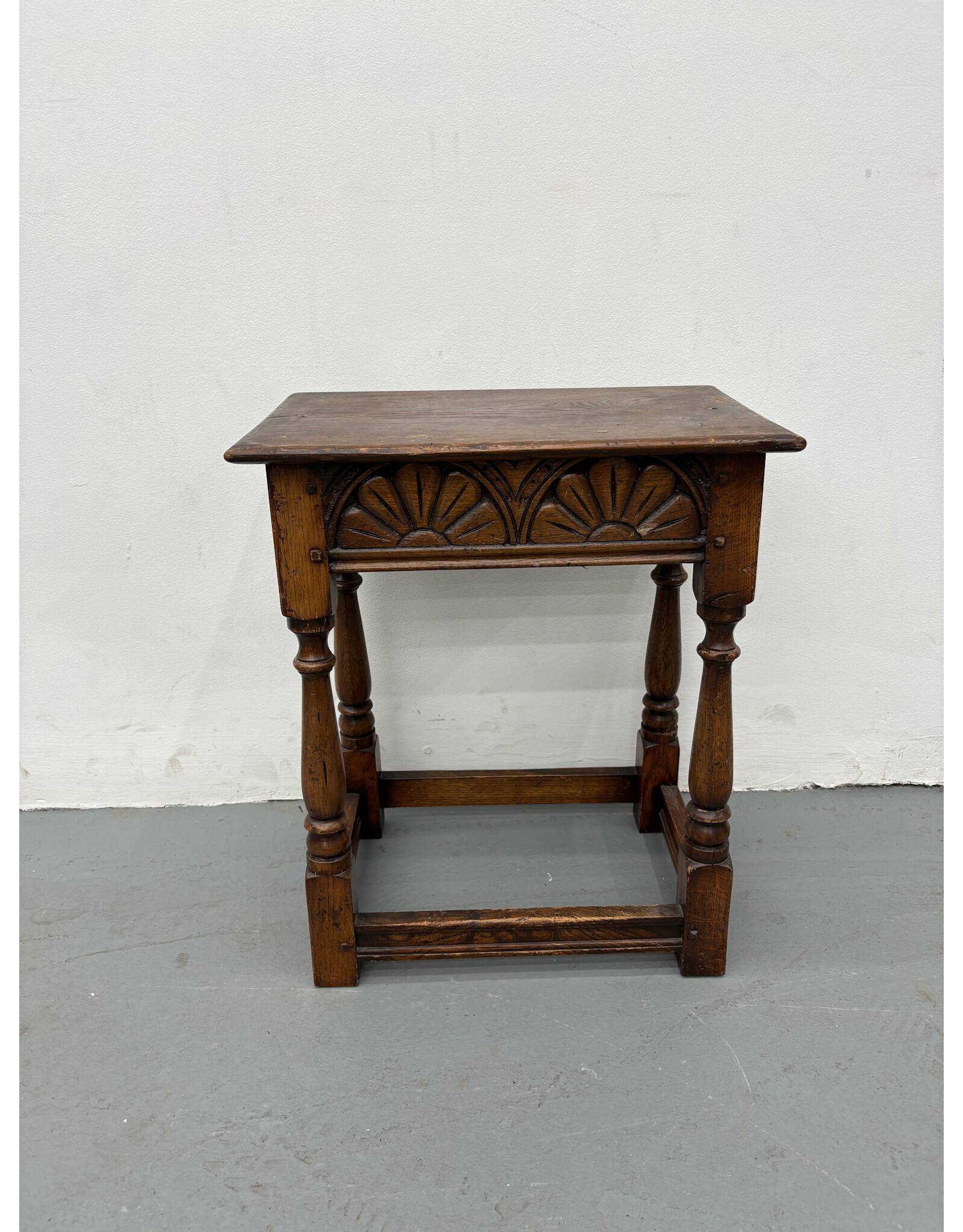 Antique Carved Oak Joint Stool