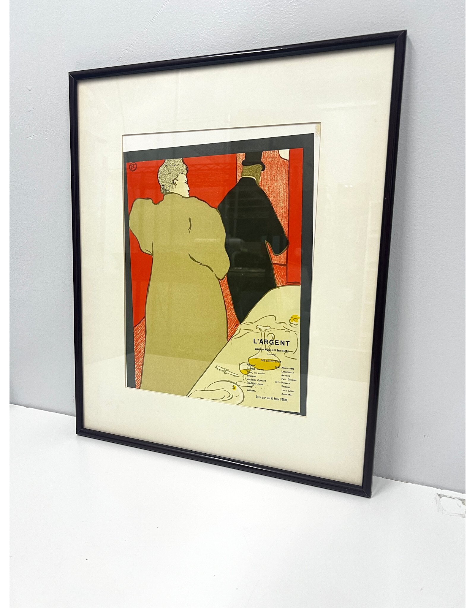 L'Argent by Henri de Toulouse-Lautrec, framed vintage lithograph