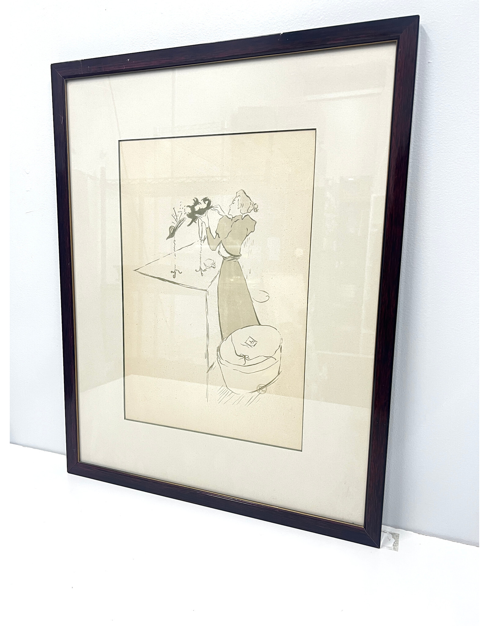 La Modiste--Renee Vert by Henri de Toulouse-Lautrec, framed vintage lithograph